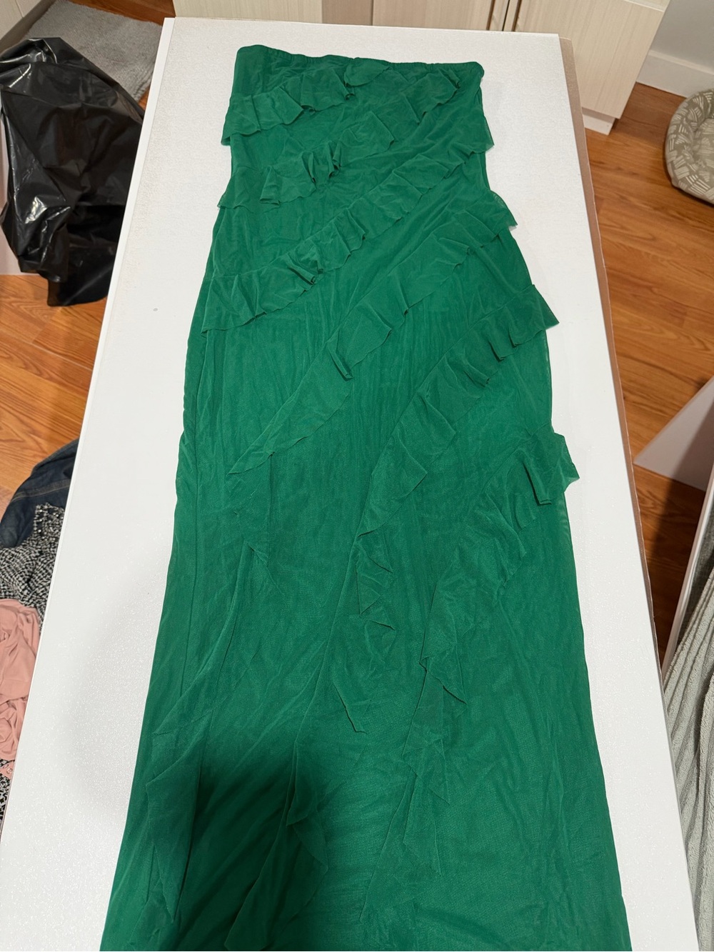 Green Ruffled Maxi Dress